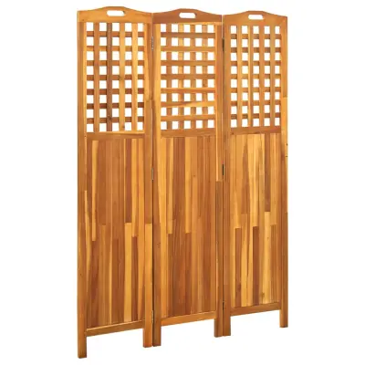vidaXL Paravan 3-delni 121x2x170 cm trden akacijev les