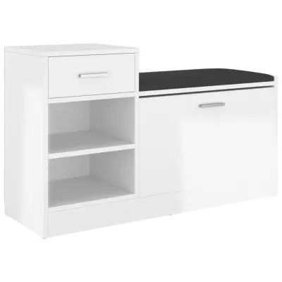 vidaXL Klop za čevlje visok sijaj bela 94,5x31x57 cm inženirski les