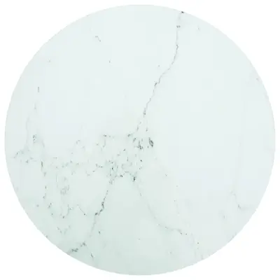 vidaXL Mizna plošča bela Ø50x0,8 cm kaljeno steklo z marmorjem