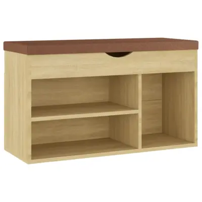 vidaXL Klop za čevlje z blazino sonoma hrast 80x30x47 cm inžen. les
