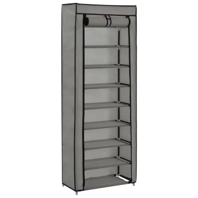 vidaXL Omarica za čevlje s pokrivalom siva 57x29x162 cm blago