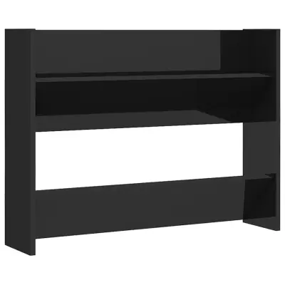 vidaXL Stenska omara za čevlje visok sijaj črna 80x18x60 cm iverna pl.