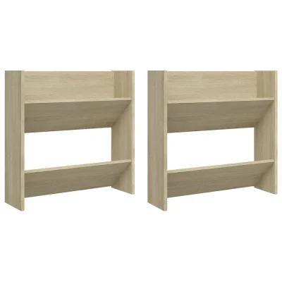vidaXL Stenska omara za čevlje 2 kosa sonoma hrast 60x18x60 cm