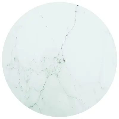vidaXL Mizna plošča bela Ø60x0,8 cm kaljeno steklo z marmorjem