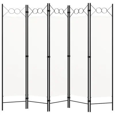 vidaXL Paravan 5-delni bel 200x180 cm
