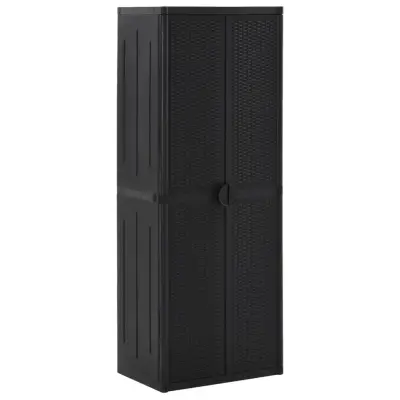 vidaXL Vrtna omara črna 65x45x172 cm PP ratan