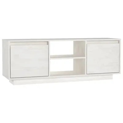 vidaXL TV omarica bela 110x30x40 cm trdna borovina