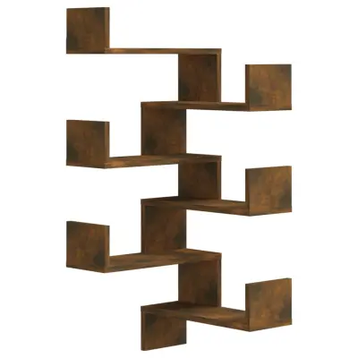 vidaXL Stenska kotna polica 2 kosa dimljeni hrast 40x40x50 cm
