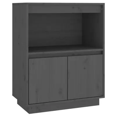 vidaXL Komoda siva 60x34x75 cm trdna borovina