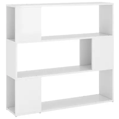 vidaXL Knjižna omara za razdelitev prostora sijaj bela 100x24x94 cm