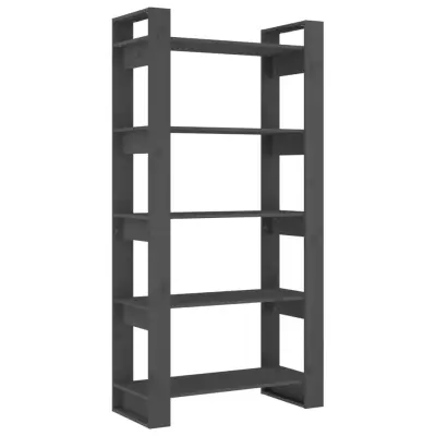 vidaXL Knjižna omara/pregrada siva 80x35x160 cm trden les