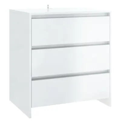 vidaXL Komoda visok sijaj bela 70x41x75 cm iverna plošča