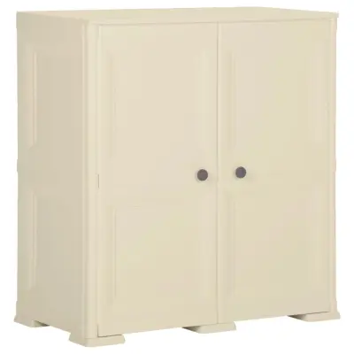 vidaXL Plastična omara 79x43x85,5 cm lesen dizajn angora bela