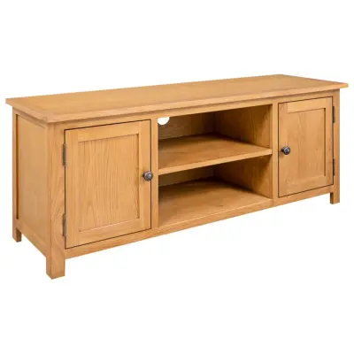 vidaXL TV omarica 110x35x44 cm trdna hrastovina