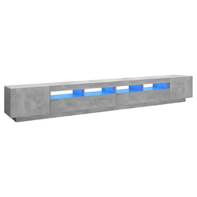 vidaXL TV omarica z LED lučkami betonsko siva 300x35x40 cm