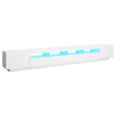 vidaXL TV omarica z LED lučkami bela 300x35x40 cm