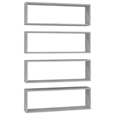 vidaXL Stenske police kockaste 4 kosi betonsko sive 80x15x26,5 cm