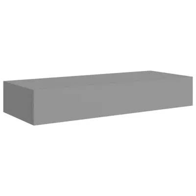 vidaXL Stenska polica s predalom siva 60x23,5x10 cm mediapan