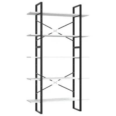 vidaXL Knjižna omara 5-nadstropna bela 100x30x175 cm inženirski les