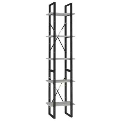 vidaXL Knjižna omara 5-nadstropna betonsko siva 40x30x175 cm inž. les