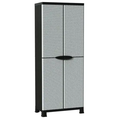 vidaXL Plastična omarica 68x39x171,5 cm videz ratana