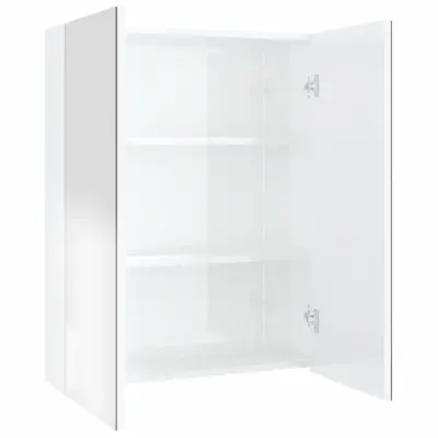 vidaXL Kopalniška omarica z ogledalom 60x15x75 cm MDF sijoče bela