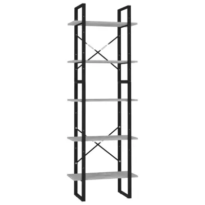 vidaXL Knjižna omara 5-nadstropna betonsko siva 60x30x175 cm inž. les