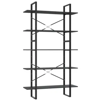 vidaXL Knjižna omara 5-nadstropna siva 100x30x175 cm inženirski les