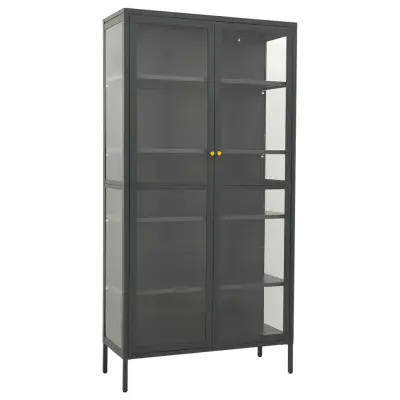 vidaXL Razstavna omarica antracitna 90x40x180 cm jeklo in steklo
