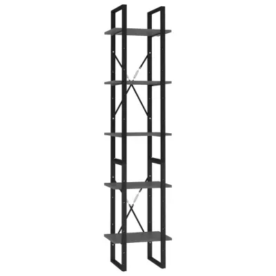vidaXL Knjižna omara 5-nadstropna siva 40x30x175 cm inženirski les