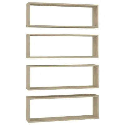 vidaXL Stenske police kockaste 4 kosi sonoma hrast 80x15x26,5 cm