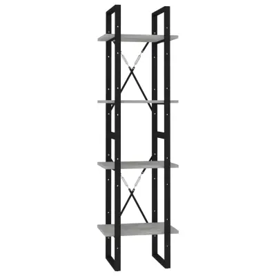 vidaXL Knjižna omara 4-nadstropna betonsko siva 40x30x140 cm