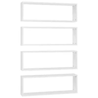 vidaXL Stenske police kockaste 4 kosi bele 80x15x26,5cm inženirski les