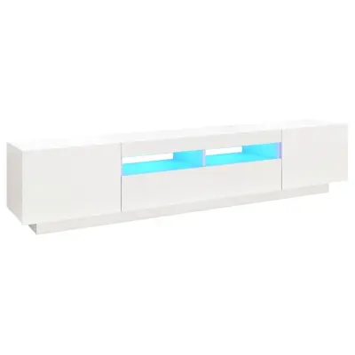 vidaXL TV omarica z LED lučkami bela 200x35x40 cm