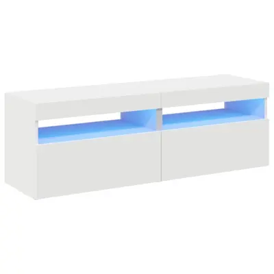 vidaXL TV omarica z LED lučkami 2 kosa bela 60x35x40 cm