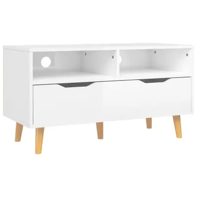 vidaXL TV omarica visok sijaj bela 90x40x48,5 cm inženirski les