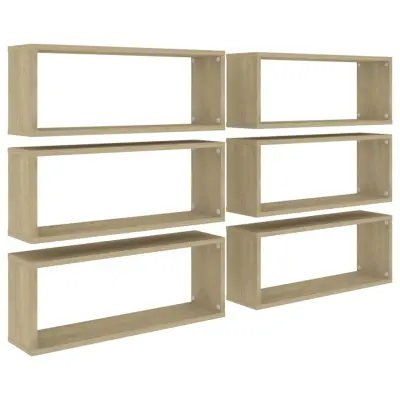 vidaXL Stenske police kockaste 6 kosov sonoma hrast 60x15x23 cm