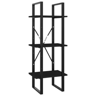 vidaXL Knjižna omara 3-nadstropna črna 40x30x105 cm iverna plošča