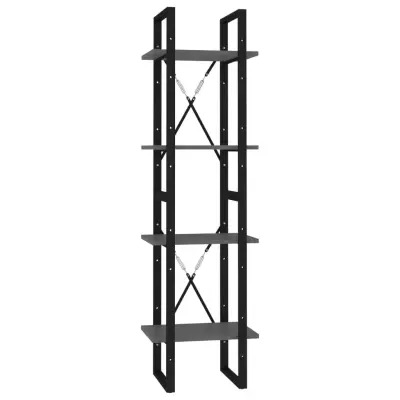 vidaXL Knjižna omara 4-nadstropna siva 40x30x140 cm iverna plošča