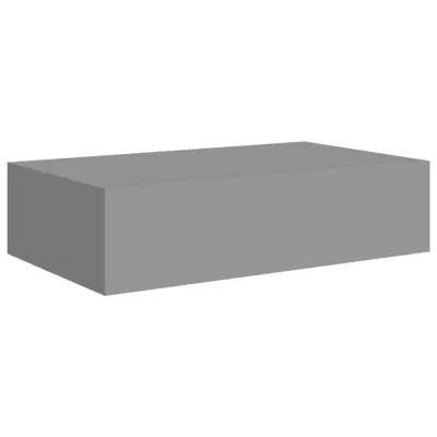vidaXL Stenska polica s predalom siva 40x23,5x10 cm mediapan