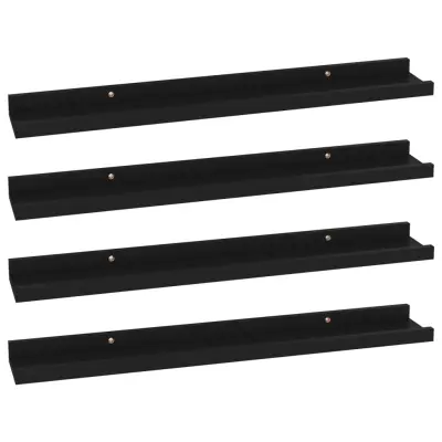 vidaXL Stenske police 4 kosi črne 60x9x3 cm