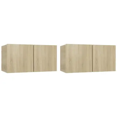 vidaXL Viseča TV omarica 2 kosa sonoma hrast 60x30x30 cm
