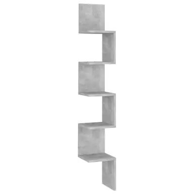 vidaXL Stenska kotna polica betonsko siva 20x20x127,5 cm inž. les