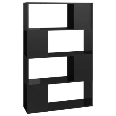 vidaXL Knjižna omara za razdelitev prostora sijaj črna 80x24x124,5 cm