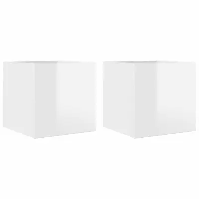 vidaXL Stenske TV omarice 2 kosa visok sijaj bele 30,5x30x30 cm