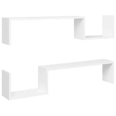vidaXL Stenska polica 2 kosa bela 100x15x20 cm iverna plošča