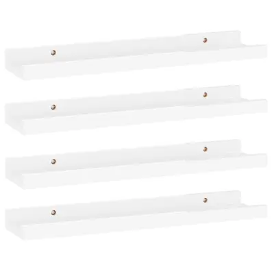 vidaXL Stenske police 4 kosi visok sijaj bele 40x9x3 cm