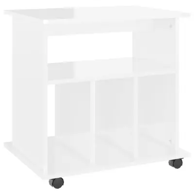vidaXL Omarica na kolesih visok sijaj bela 60x45x60 cm iverna plošča