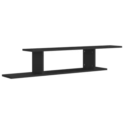 vidaXL Stenska TV polica črna 125x18x23 cm inženirski les