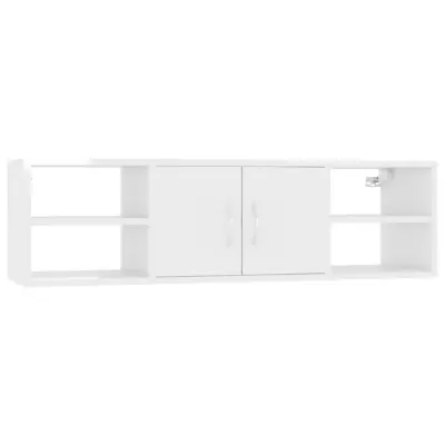 vidaXL Stenska polica visok sijaj bela 102x30x29 cm inženirski les